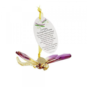 Dragonfly Hanging Ornament with Charm and Poem