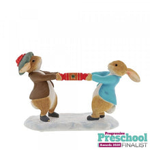 Load image into Gallery viewer, Peter Rabbit and Benjamin Pulling a Cracker Figurine
