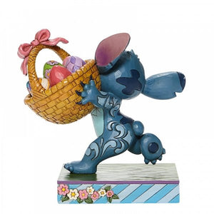 Disney Traditions Bizarre Bunny - Stitch Running off with Easter Basket Figurine