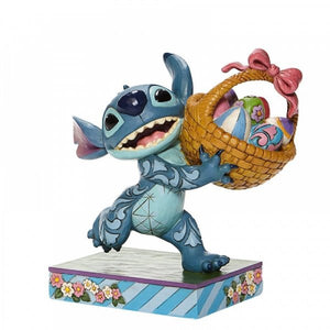 Disney Traditions Bizarre Bunny - Stitch Running off with Easter Basket Figurine