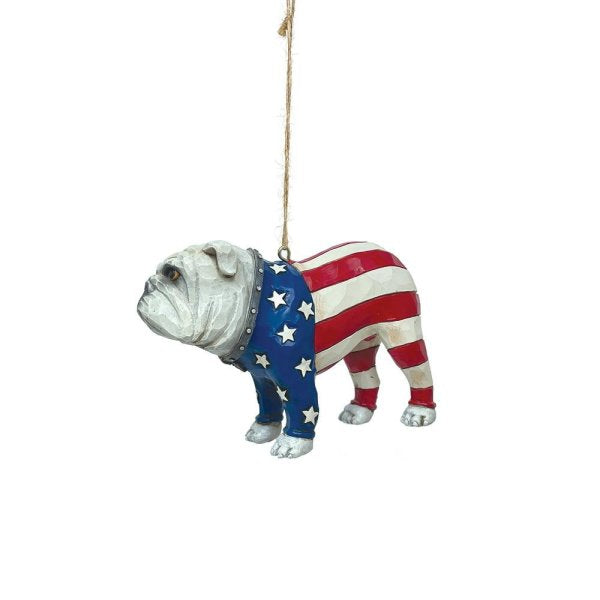 Patriotic USA Bulldog Hanging Ornament