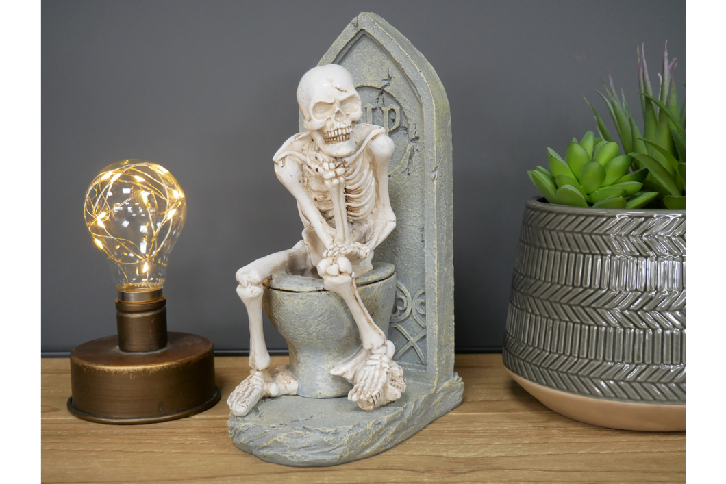 Skeleton On The Loo Resin Figurine