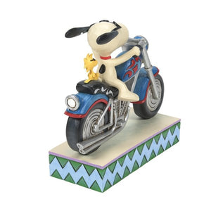 Snoopy and Woodstock Riding a Motorcycle Figurine