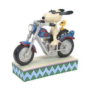 Snoopy and Woodstock Riding a Motorcycle Figurine