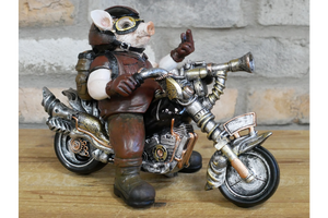 Pig On Motorbike Resin Figurine