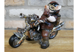 Pig On Motorbike Resin Figurine