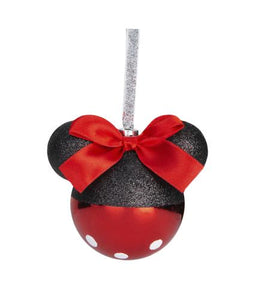 Disney Mickey & Minnie Mouse Red Glitter Christmas Tree Hanging Baubles