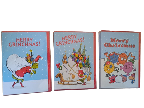 Wholesale Joblot - Pack of 22 Christmas Cards, Grinch & Mr Men