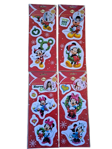 Mickey & Minnie Mouse Removable Christmas Stickers - Pack of 4