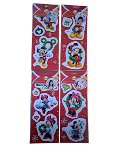 Mickey & Minnie Mouse Removable Christmas Stickers - Pack of 4