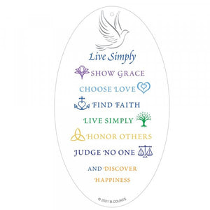 Live Simply - Acrylic Dove With Sparkle Wings Large Hanging Ornament