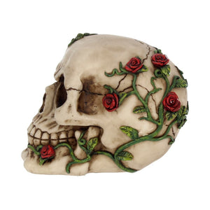 Rose From Beyond 15cm Gothic Rose Vine Covered Skull Figurine