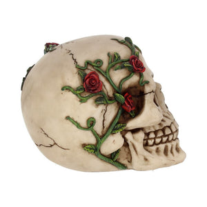 Rose From Beyond 15cm Gothic Rose Vine Covered Skull Figurine