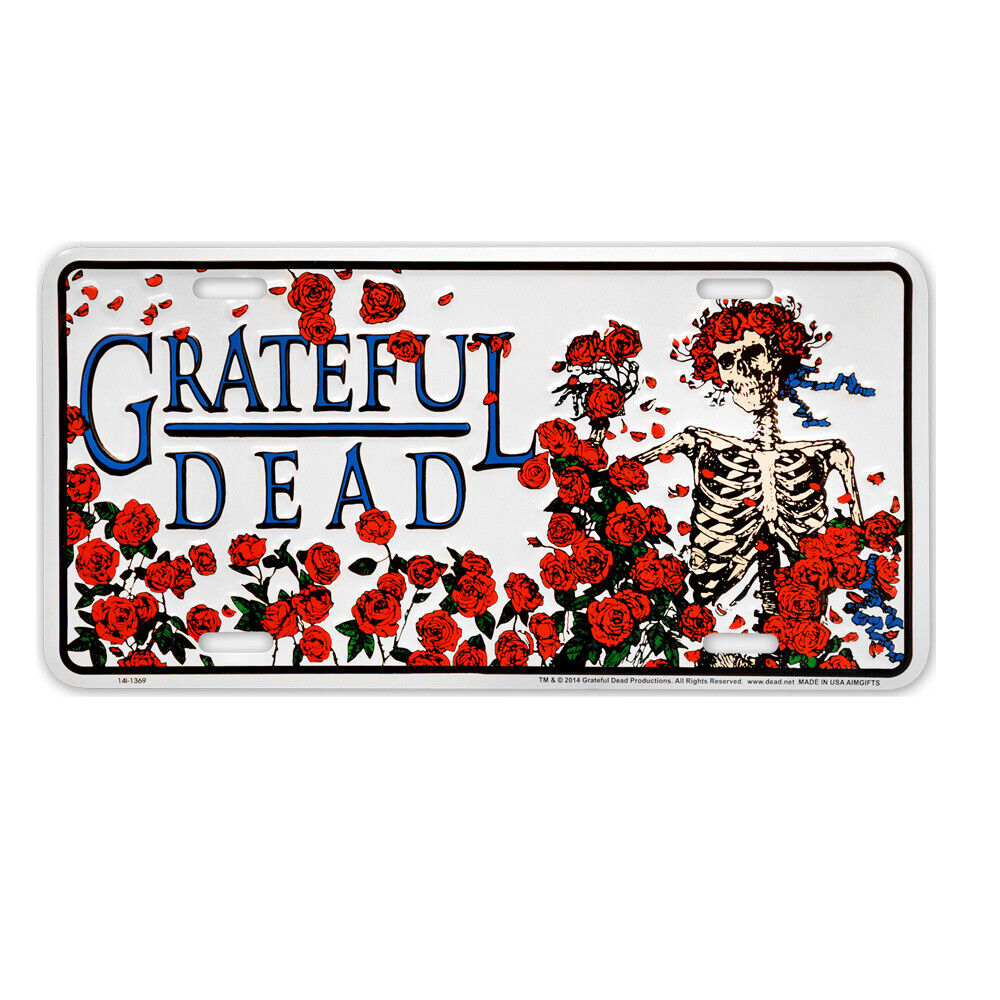 Grateful Dead Metal Sign License Plate - Skull/Roses