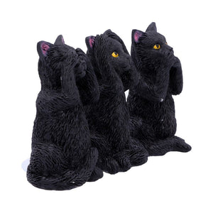 Three Wise Felines Black Cat Figures 8.5cm