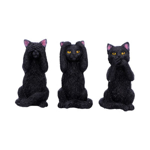 Three Wise Felines Black Cat Figures 8.5cm