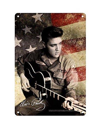 Elvis Presley Tin Sign American Flag Army