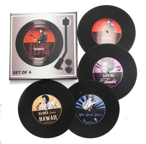 Elvis Presley Coasters Records Set of 4 Boxed - The Celebrity Gift Company