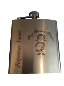 Roy "Chubby" Brown Engraved 6oz Steel Hip Flask - Can be personalised