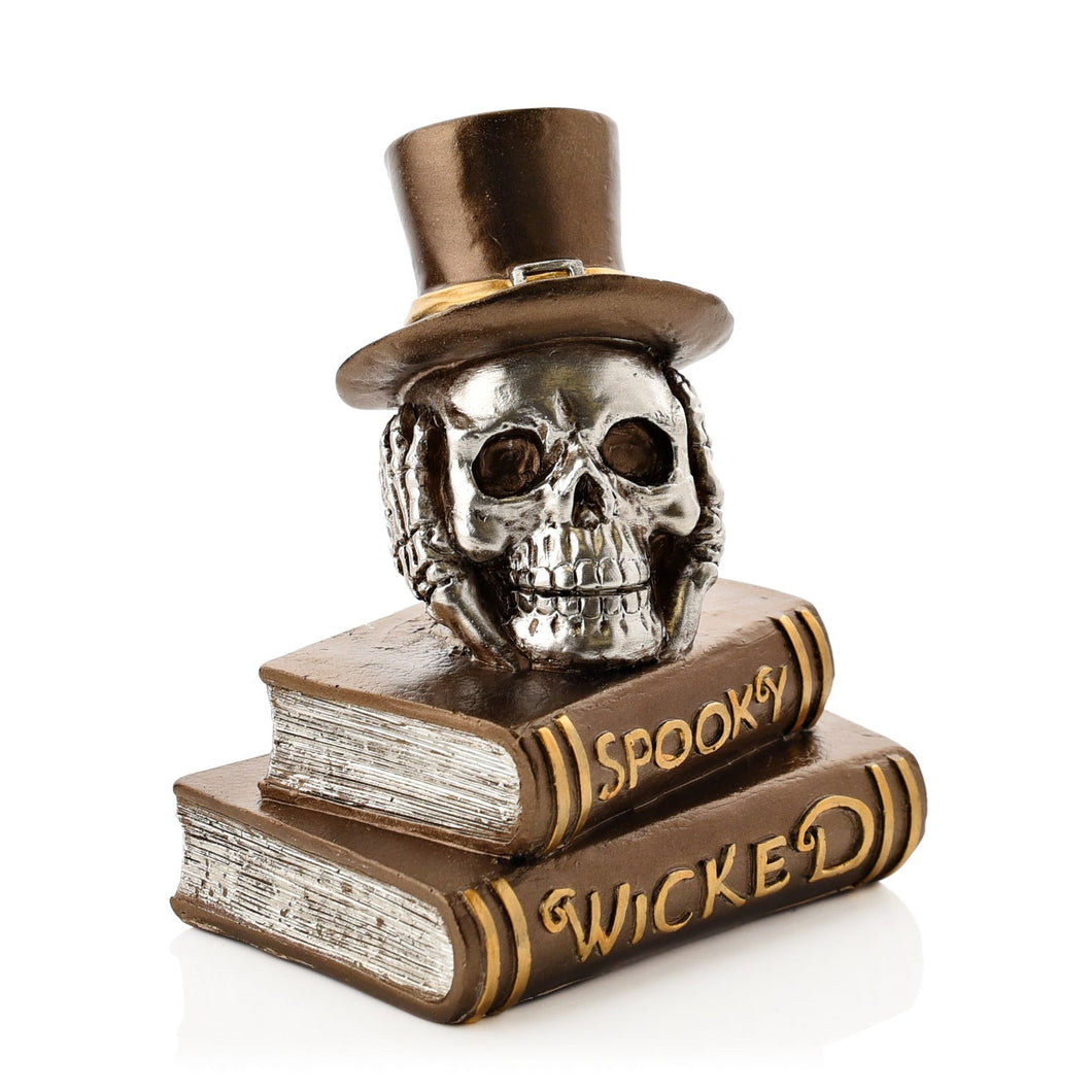 Skull with Top Hat Resin Decoration