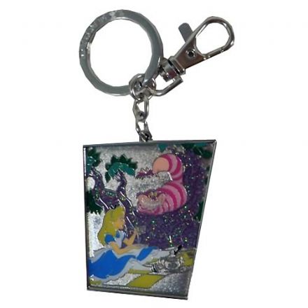 Alice in Wonderland Alice and Cheshire Cat Pewter Key Chain - The Celebrity Gift Company