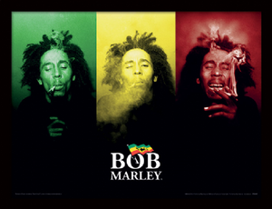 Bob Marley tricolour smoking Print - The Celebrity Gift Company