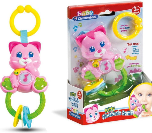 CLEMENTONI KITTY ELECTRONIC RATTLE WITH LIGHT AND SOUND - The Celebrity Gift Company