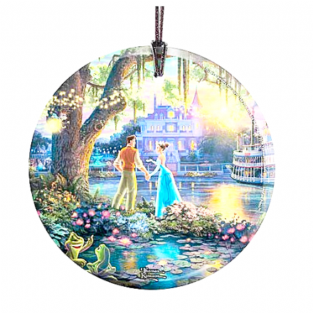 Disney Princess and the Frog by Thomas Kinkade StarFire Prints Hanging Glass Print - The Celebrity Gift Company