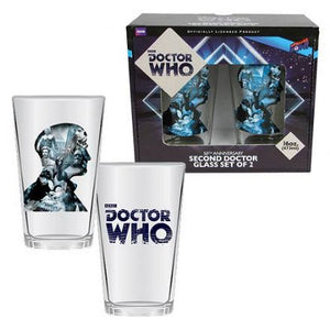 Doctor Who Anniversary Second Doctor 16 oz. Glass Set of 2 - The Celebrity Gift Company