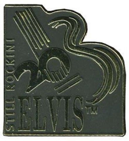 Elvis Presley Black & Gold Pin, 20th Anniversary, 