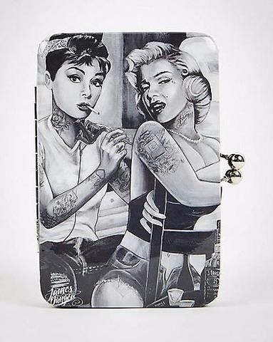 James Danger Purse Tattoo Marilyn Audrey Hinged Kiss Lock - The Celebrity Gift Company
