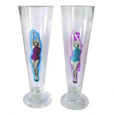 Marilyn Monroe Pilsner Bling Glasses, Set of 2 - The Celebrity Gift Company