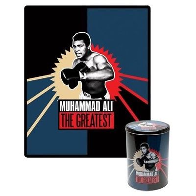 Muhammad Ali Fleece Throw in Collectable Tin - The Celebrity Gift Company