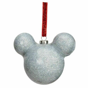 Disney Mickey Mouse Silver Glitter Christmas Tree Hanging Bauble