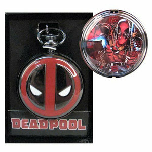Deadpool Logo Cover Pocket Watch with Chain in Display Box, Accutime - The Celebrity Gift Company