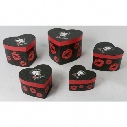 Set Of 5 Betty Boop Heart Boxes - The Celebrity Gift Company