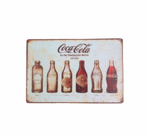 Vintage Style Coca Cola Advertising Tin Sign, 12 x 8", Shabby Chic - The Celebrity Gift Company