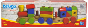 Beluga Wooden Block Train (18-Piece, Multi-Colour) - The Celebrity Gift Company