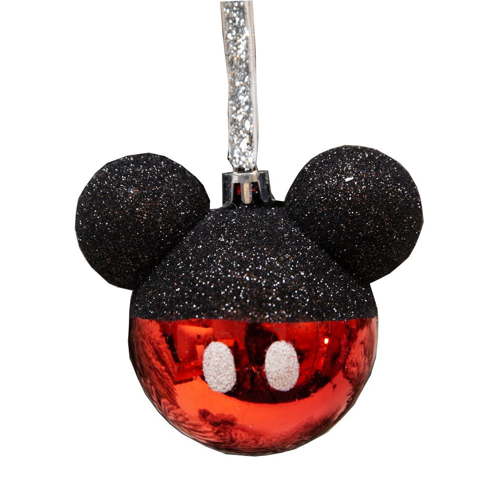 Disney Mickey Mouse Red Glitter Christmas Tree Hanging Bauble